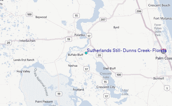 Sutherlands Still, Dunns Creek, Florida Tide Station Location Map