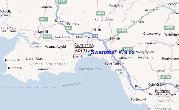 Swansea, Wales Tide Station Location Map