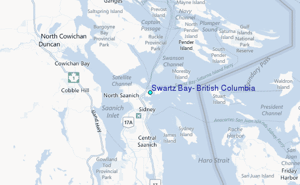 Swartz Bay, British Columbia Tide Station Location Map