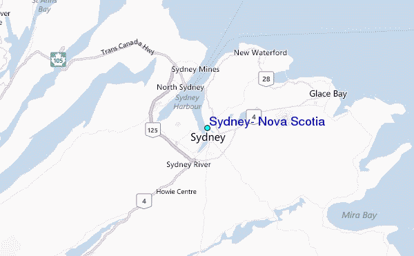 Sydney, Nova Scotia Tide Station Location Map