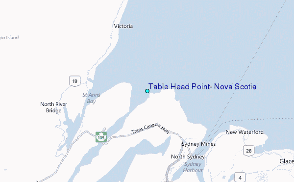 Table Head Point, Nova Scotia Tide Station Location Map