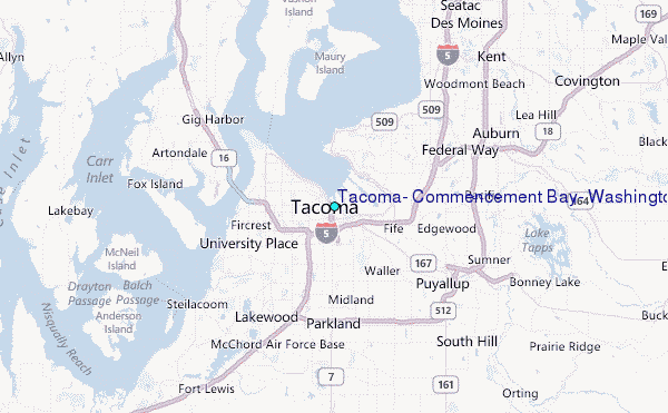 Tacoma, Commencement Bay, Washington Tide Station Location Map