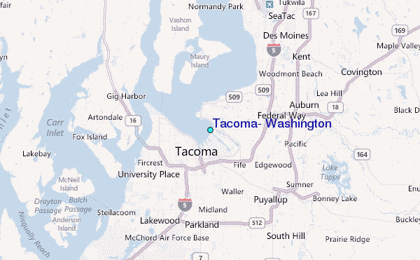 Tacoma, Washington Tide Station Location Map