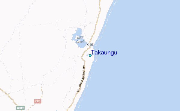 Takaungu Tide Station Location Map