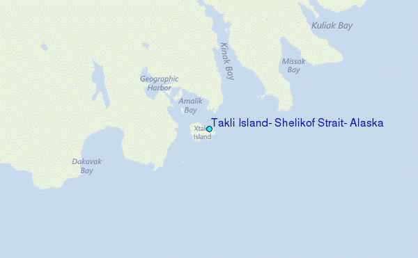 Takli Island, Shelikof Strait, Alaska Tide Station Location Map
