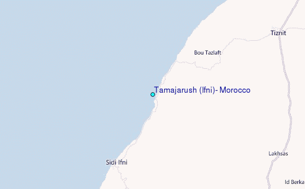 Tamajarush (Ifni), Morocco Tide Station Location Map