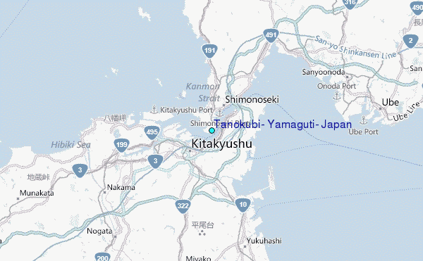 Tanokubi, Yamaguti, Japan Tide Station Location Map