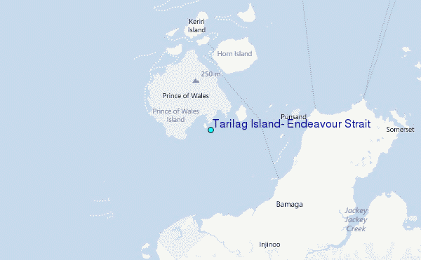Tarilag Island, Endeavour Strait Tide Station Location Map