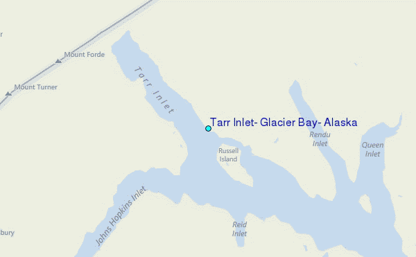 Tarr Inlet, Glacier Bay, Alaska Tide Station Location Map