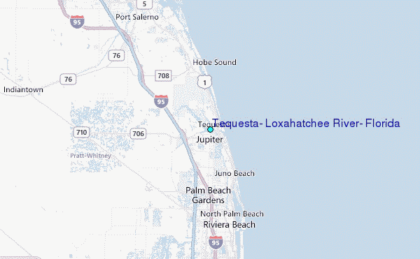 Tequesta, Loxahatchee River, Florida Tide Station Location Map