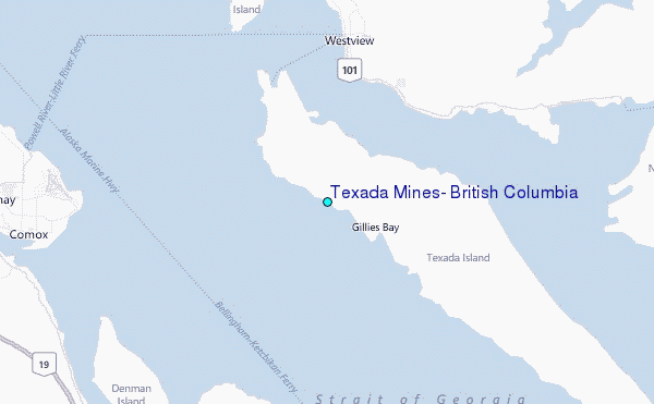 Texada Mines, British Columbia Tide Station Location Map