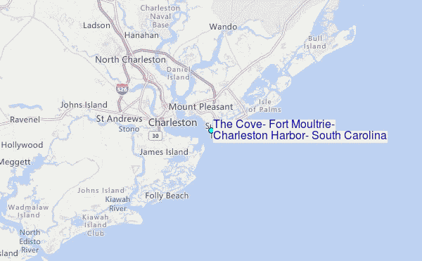 The Cove, Fort Moultrie, Charleston Harbor, South Carolina Tide Station Location Map