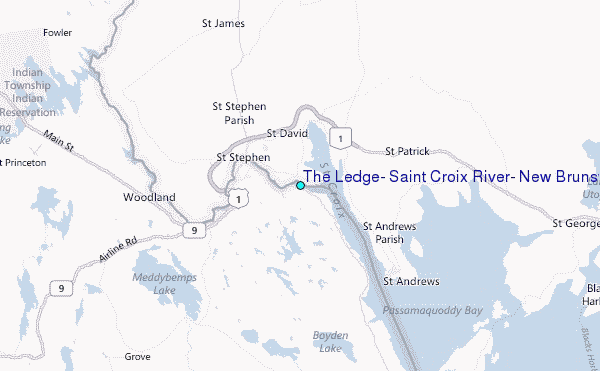 The Ledge, Saint Croix River, New Brunswick Tide Station Location Map