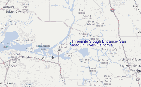 Threemile Slough Entrance, San Joaquin River, California Tide Station Location Map