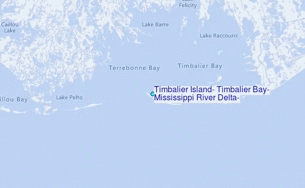 Timbalier Island, Timbalier Bay, Mississippi River Delta, Louisiana Tide Station Location Map