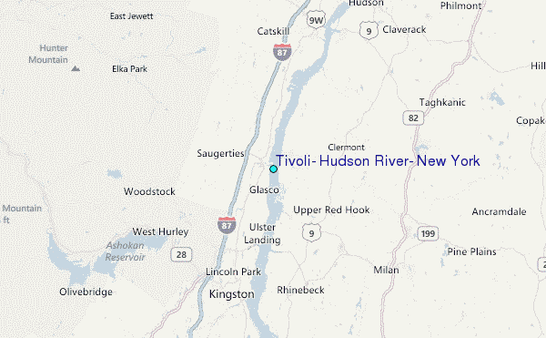 Tivoli, Hudson River, New York Tide Station Location Map