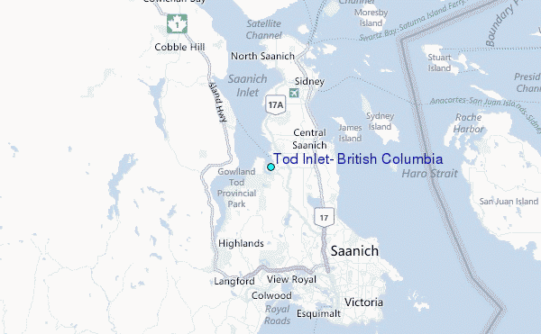 Tod Inlet, British Columbia Tide Station Location Map
