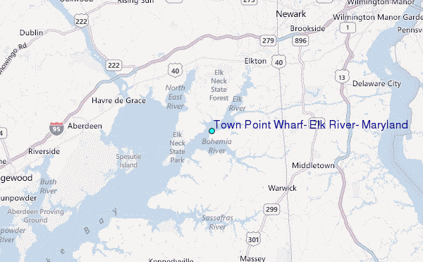 Town Point Wharf, Elk River, Maryland Tide Station Location Map