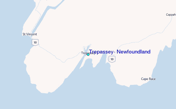 Trepassey, Newfoundland Tide Station Location Map