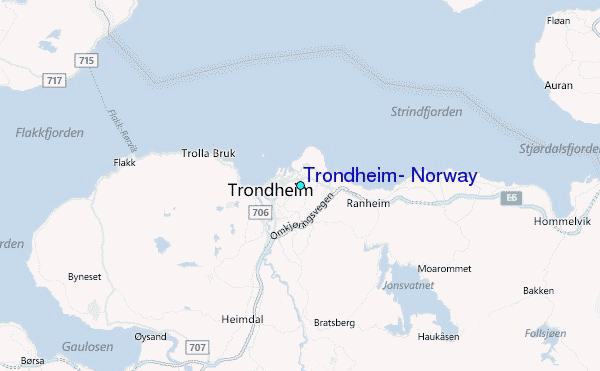 Trondheim, Norway Tide Station Location Map