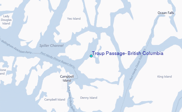 Troup Passage, British Columbia Tide Station Location Map