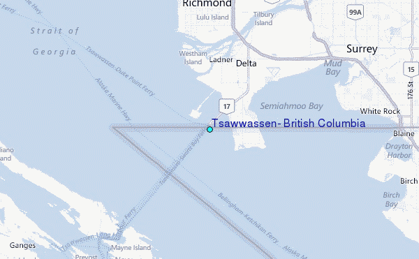 Tsawwassen, British Columbia Tide Station Location Map