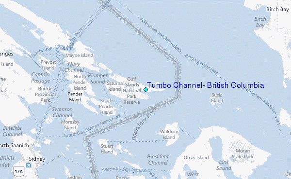 Tumbo Channel, British Columbia Tide Station Location Map