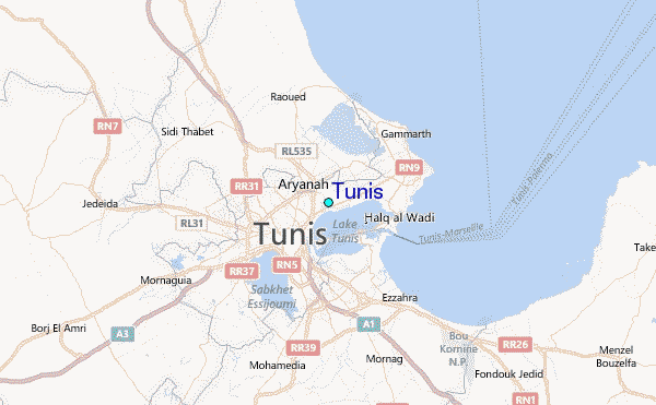 Tunis Tide Station Location Map