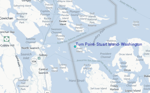 Turn Point, Stuart Island, Washington Tide Station Location Map