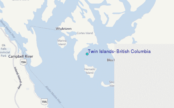 Twin Islands, British Columbia Tide Station Location Map