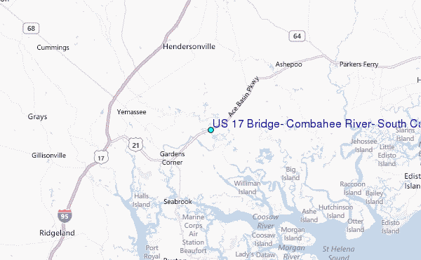US 17 Bridge, Combahee River, South Carolina Tide Station Location Map