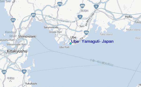 Ube, Yamaguti, Japan Tide Station Location Map