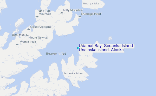 Udamat Bay, Sedanka Island, Unalaska Island, Alaska Tide Station Location Map