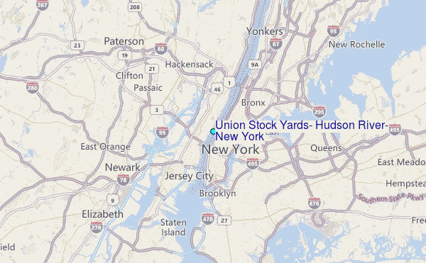 Union Stock Yards, Hudson River, New York Tide Station Location Map