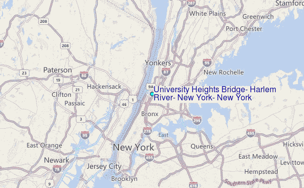 University Heights Bridge, Harlem River, New York, New York Tide Station Location Map