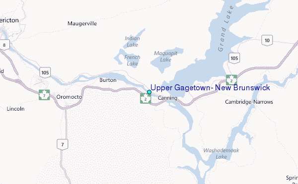 Upper Gagetown, New Brunswick Tide Station Location Map