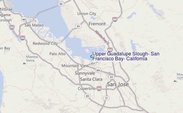 Upper Guadalupe Slough, San Francisco Bay, California Tide Station Location Map
