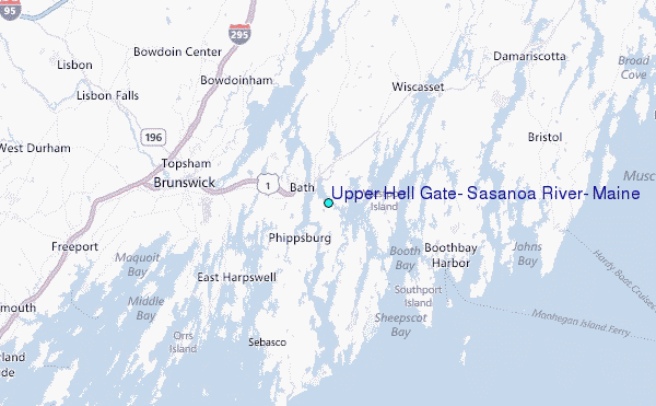 Upper Hell Gate, Sasanoa River, Maine Tide Station Location Map