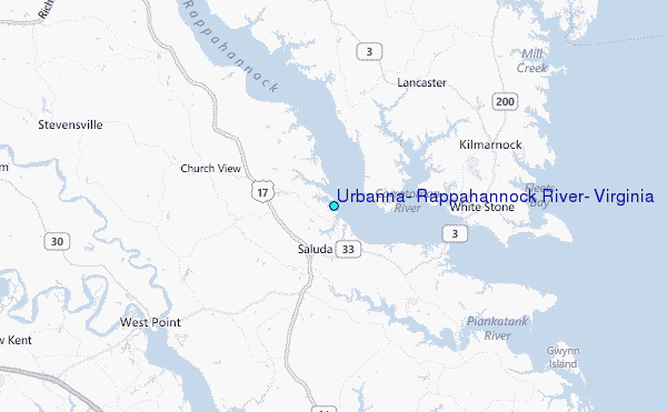 Urbanna, Rappahannock River, Virginia Tide Station Location Map
