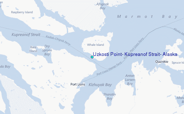 Uzkosti Point, Kupreanof Strait, Alaska Tide Station Location Map