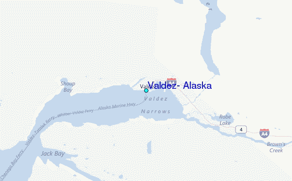 Valdez, Alaska Tide Station Location Map