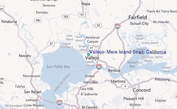 Vallejo, Mare Island Strait, California Tide Station Location Map