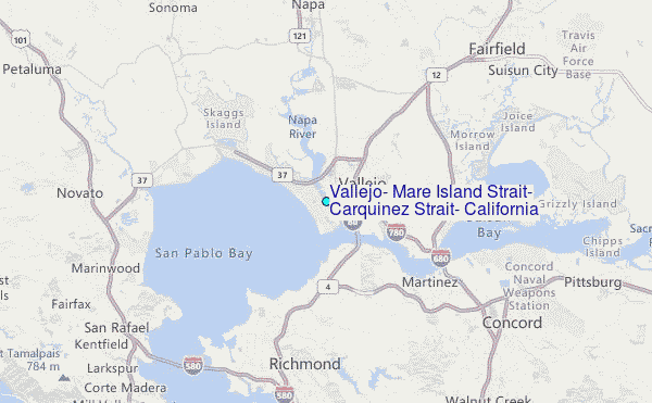 Vallejo, Mare Island Strait, Carquinez Strait, California Tide Station Location Map