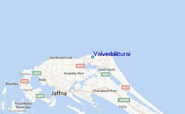 Valvedditturai Tide Station Location Map