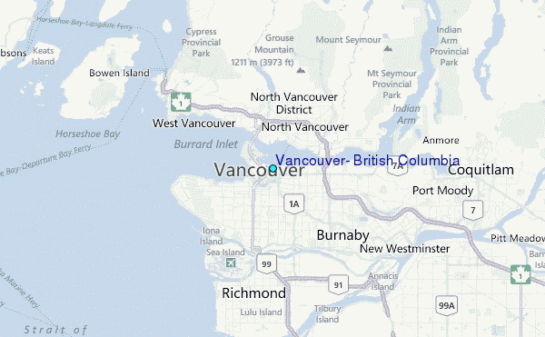 Vancouver, British Columbia Tide Station Location Map