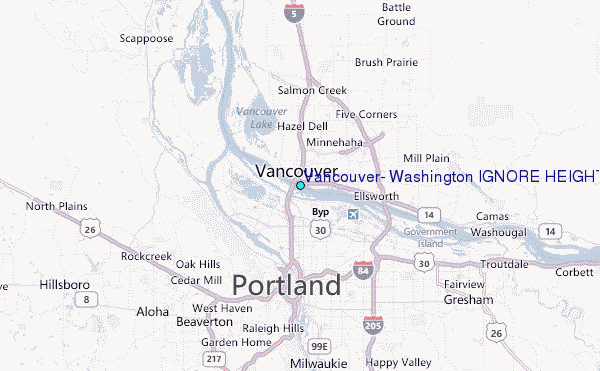 Vancouver, Washington IGNORE HEIGHTS Tide Station Location Map