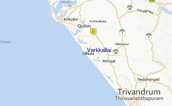 Varkkallai Tide Station Location Map