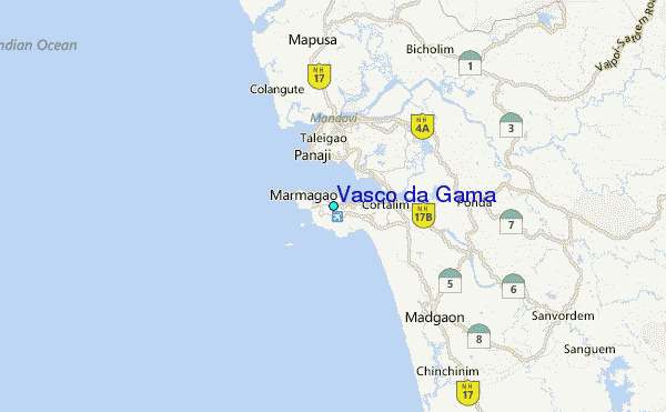 Vasco da Gama Tide Station Location Map