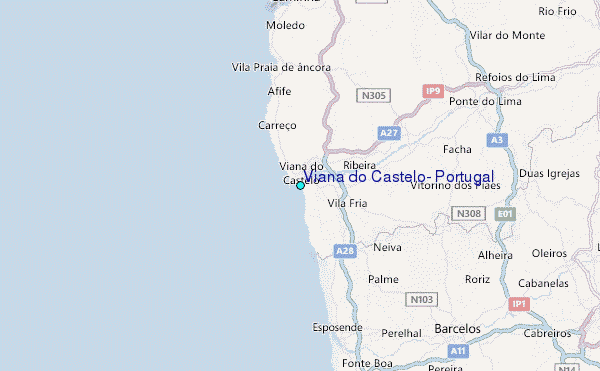 Viana do Castelo, Portugal Tide Station Location Map