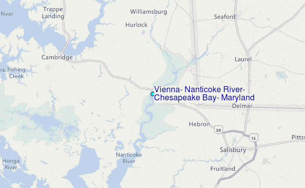 Vienna, Nanticoke River, Chesapeake Bay, Maryland Tide Station Location Map